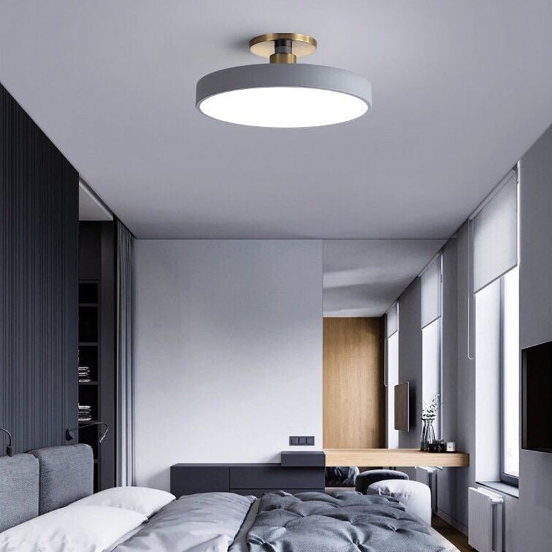 Nordic Style Round Ceiling Light Metal LED Semi Flush Mount Light for Bedroom