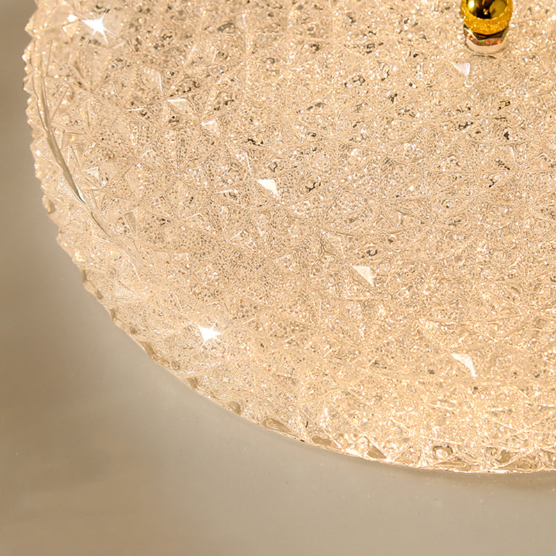 Contemporary Ceiling Light Round LED Flush Mount Light with Crystal for Living Room