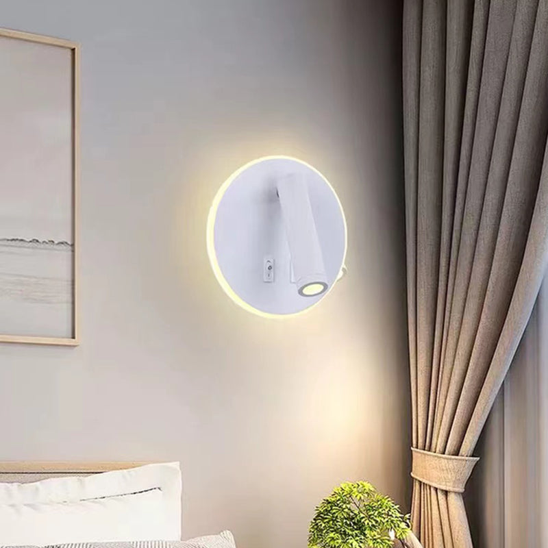 Modernist Wall Light Fixture Metal Black and White Wall Sconce for Bedroom