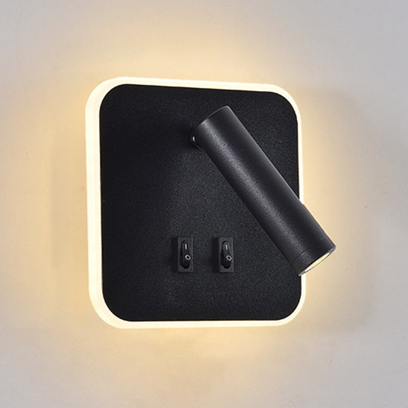 Modernist Wall Light Fixture Metal Black and White Wall Sconce for Bedroom