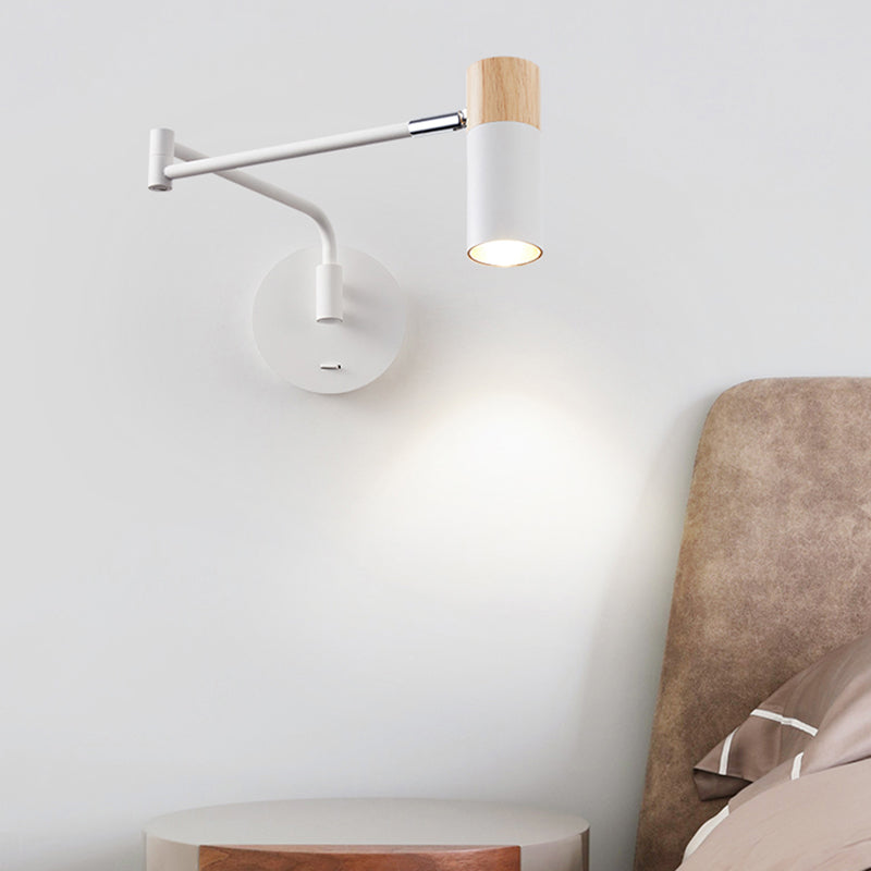 Modern Circle Shape Wall Sconce Reading Wall Light with Metal Shade for Bedroom