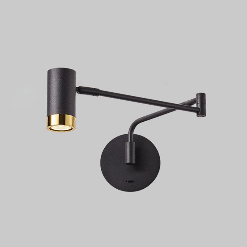 Modern Circle Shape Wall Sconce Reading Wall Light with Metal Shade for Bedroom