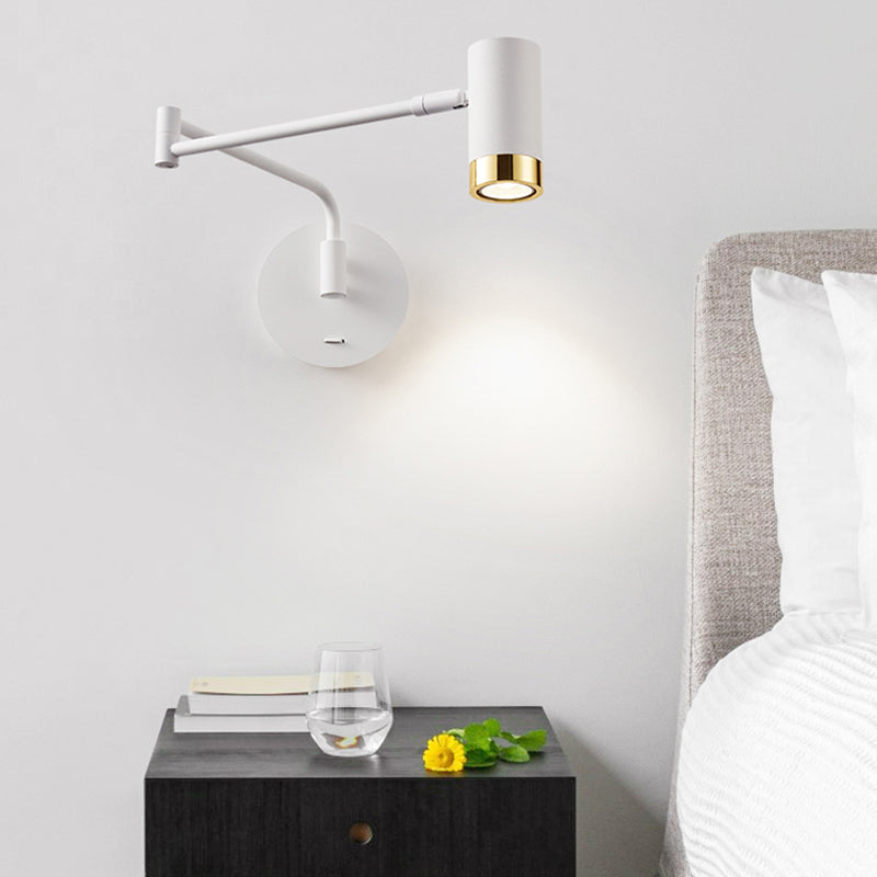 Modern Circle Shape Wall Sconce Reading Wall Light with Metal Shade for Bedroom