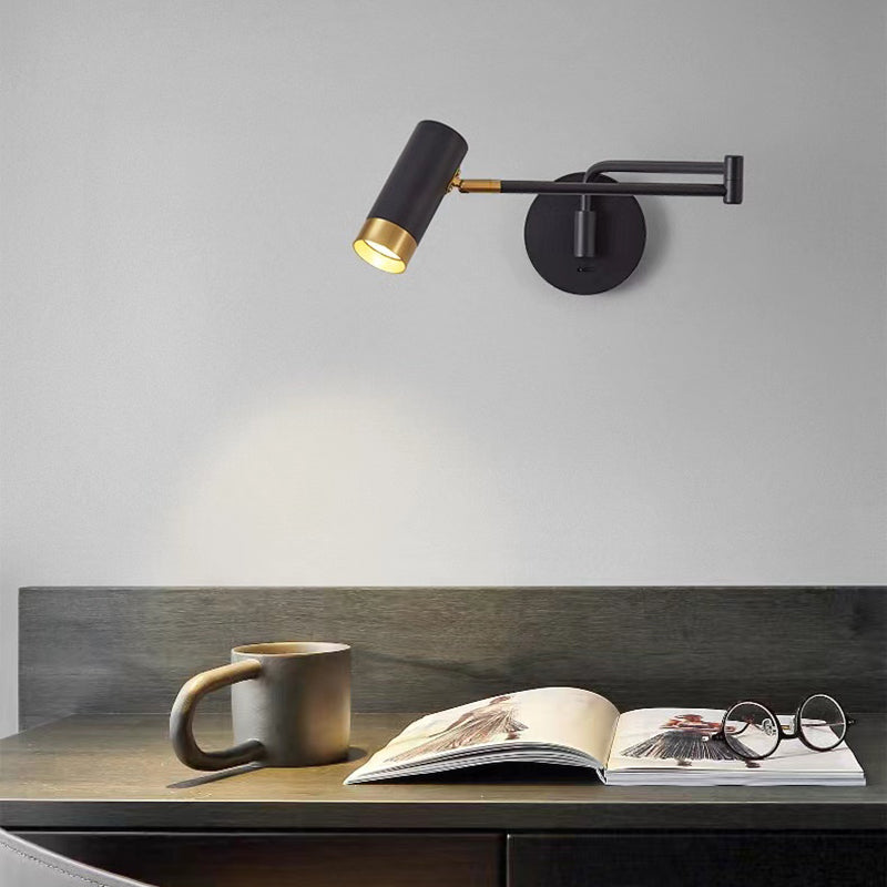 Modern Circle Shape Wall Sconce Reading Wall Light with Metal Shade for Bedroom