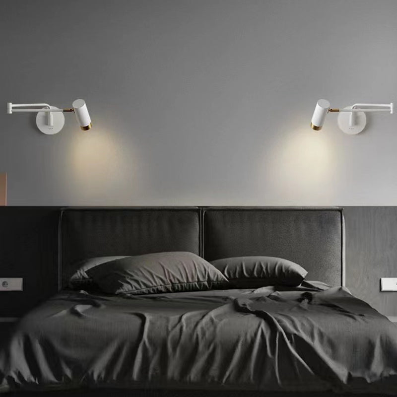 Modern Circle Shape Wall Sconce Reading Wall Light with Metal Shade for Bedroom