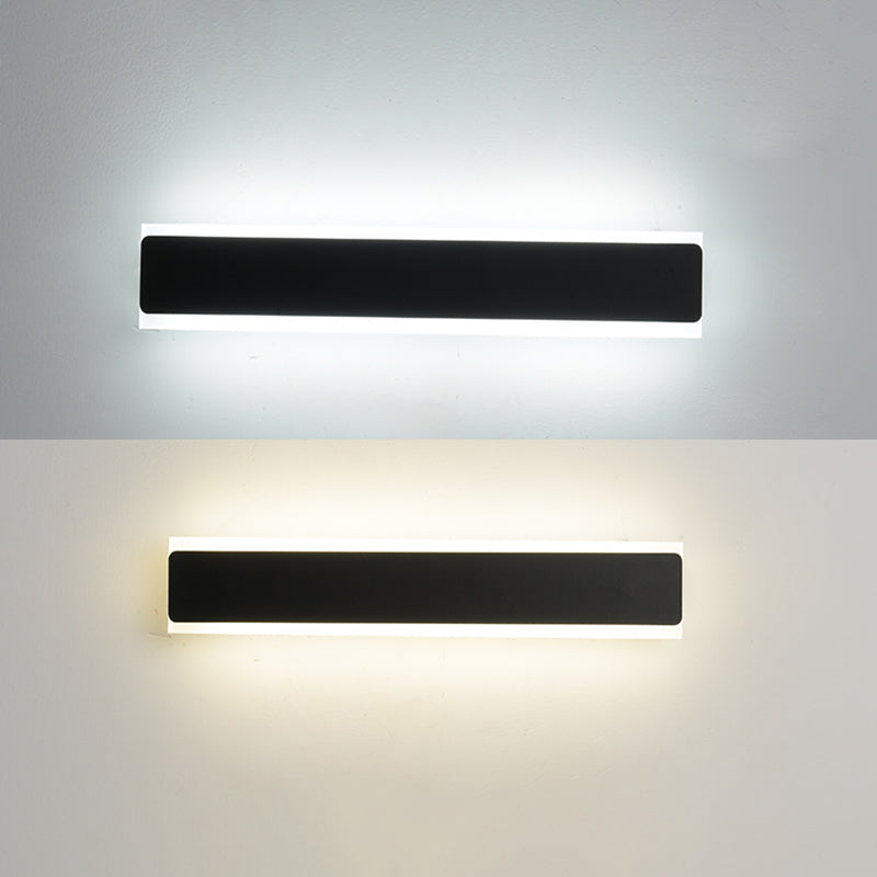 Linear Shape Metal Wall Light Modern Style 1-Light Wall Mount Light in Black