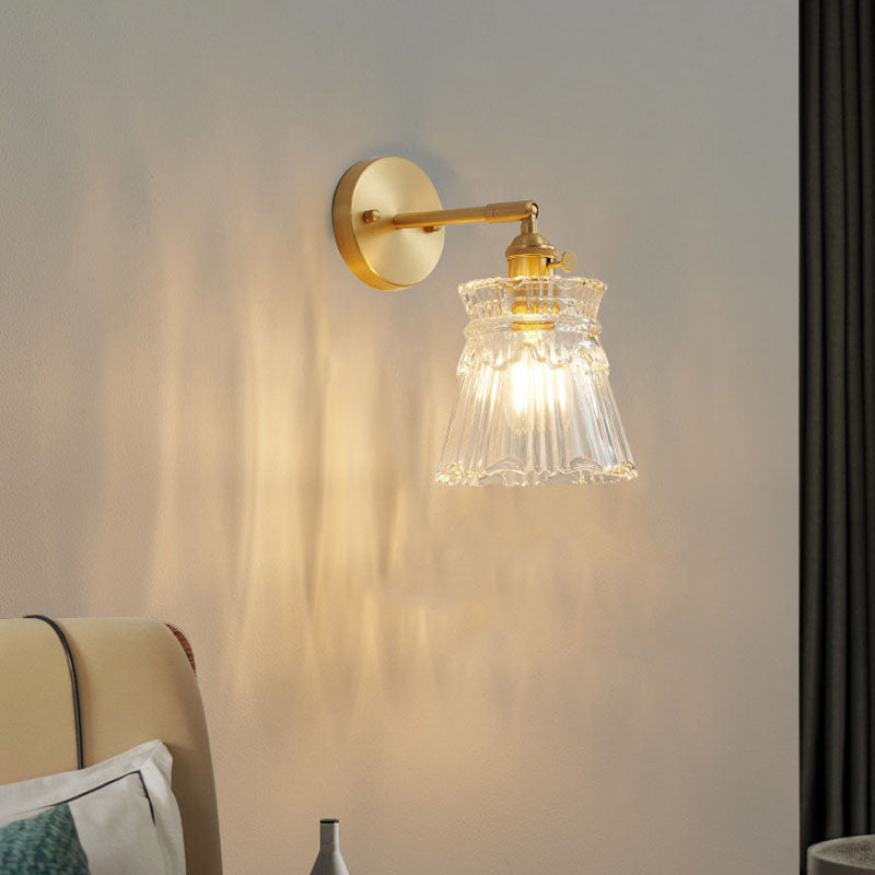 Metal 1-Light Wall Lamp in Modern Luxury Style Geometric Glass Wall Light in Gold