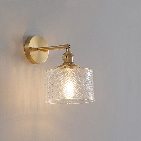 Metal 1-Light Wall Lamp in Modern Luxury Style Geometric Glass Wall Light in Gold