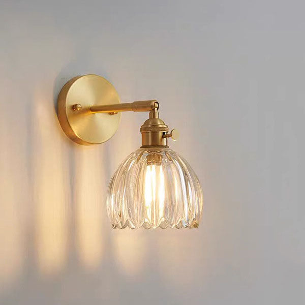 Metal 1-Light Wall Lamp in Modern Luxury Style Geometric Glass Wall Light in Gold