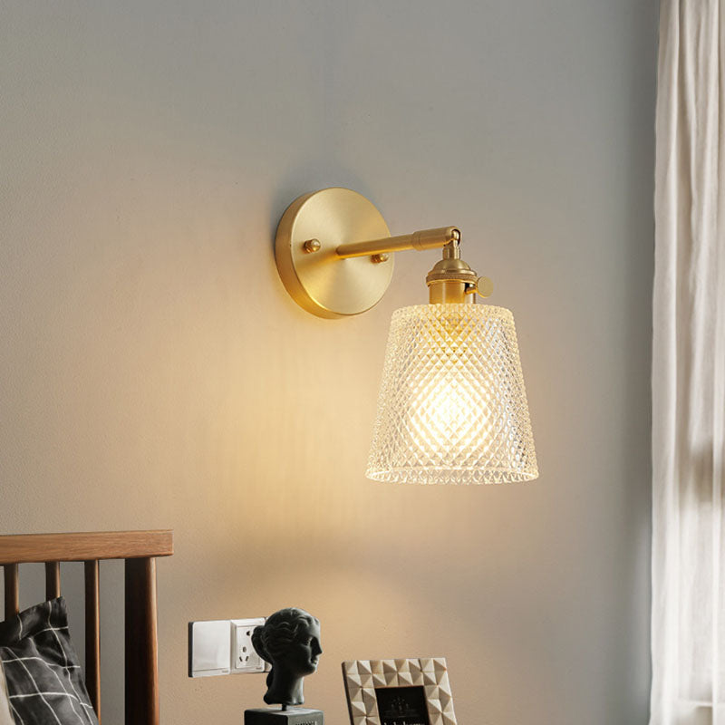 Metal 1-Light Wall Lamp in Modern Luxury Style Geometric Glass Wall Light in Gold