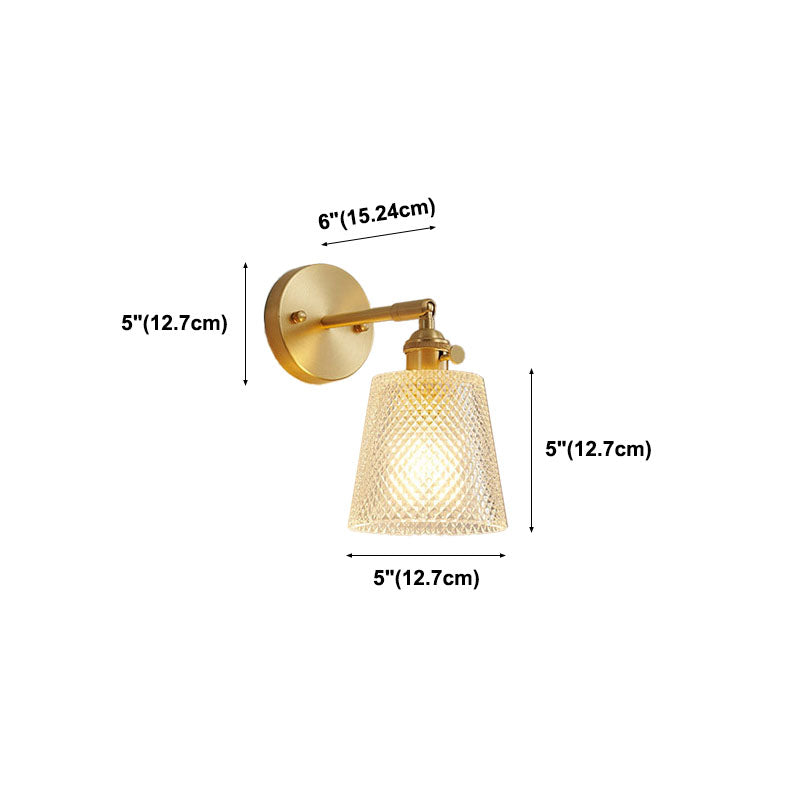 Metal 1-Light Wall Lamp in Modern Luxury Style Geometric Glass Wall Light in Gold