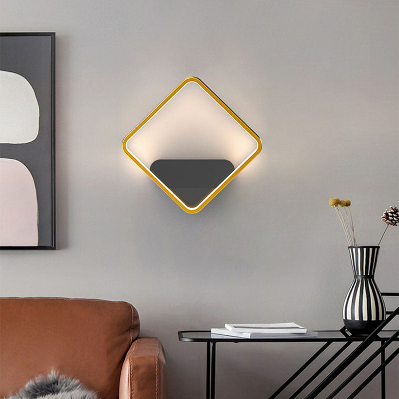 Modern Minimalist LED Wall Lamp Metal Geometric Wall Light with Acrylic Shade