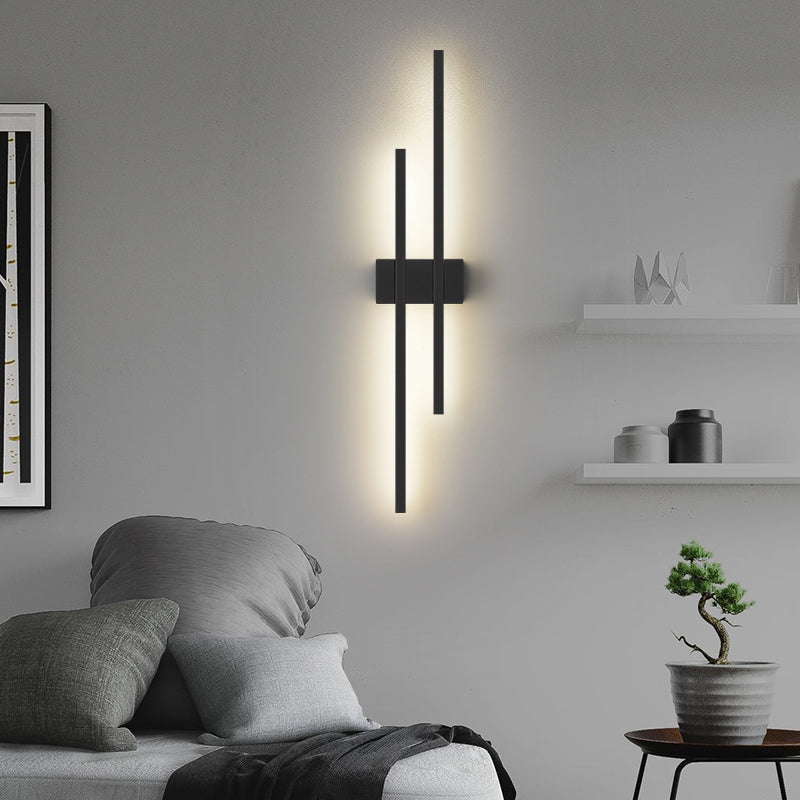 Metal LED Wall Lamp in Modern Minimalist 2-Light Linear Wall Sconce for Bedroom