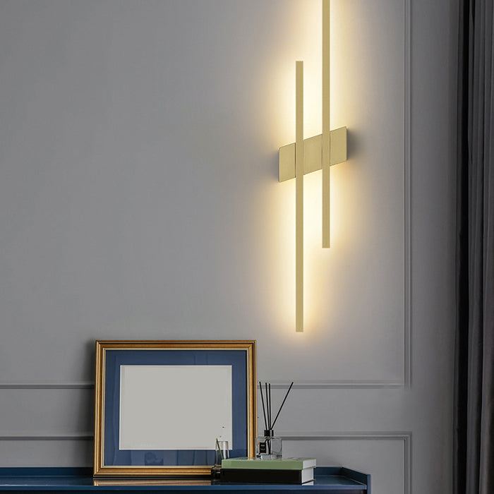 Metal LED Wall Lamp in Modern Minimalist 2-Light Linear Wall Sconce for Bedroom