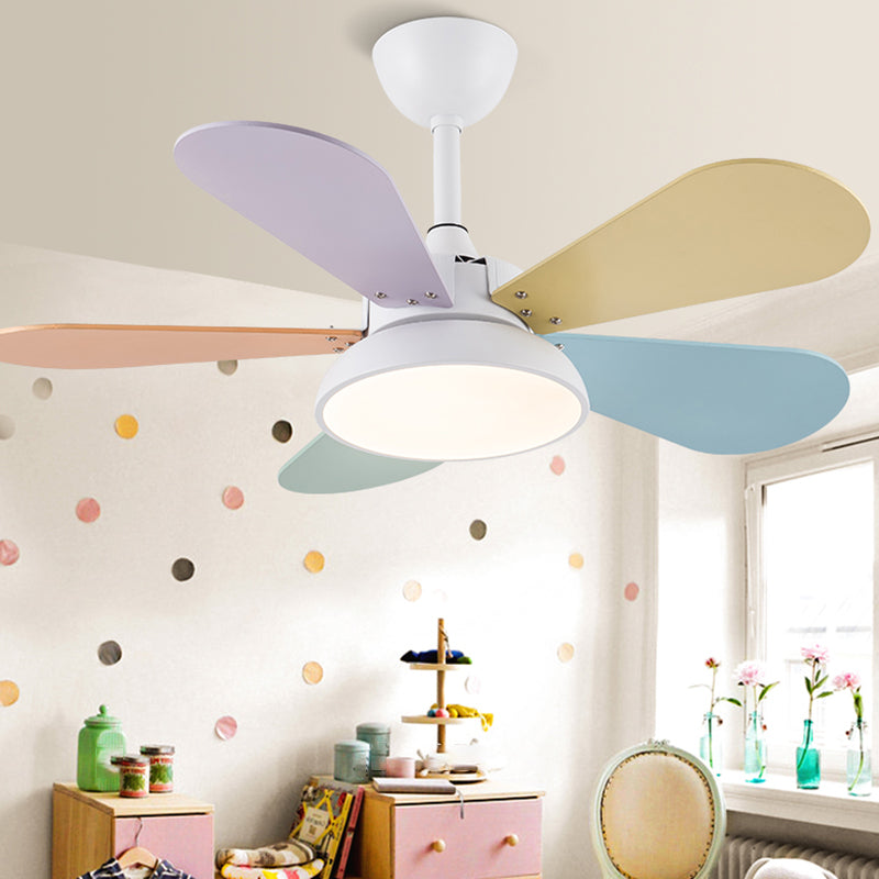 1-Light Ceiling Fan Lamp Modern Style Metal Ceiling Fan Lighting for Bedroom
