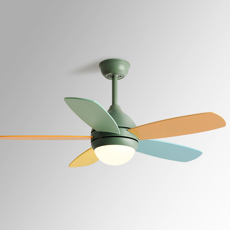 1-Light Ceiling Fan Lamp Modern Style Metal Ceiling Fan Lighting for Bedroom