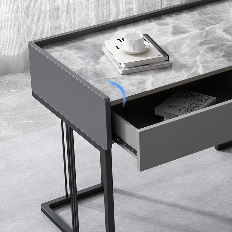 Modern 2-drawer Office Desk Sintered Stone Rectangular Desk for Home