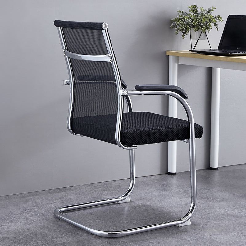 Silver Metal Modern Office Chair Mid and High Back Mesh and Leather Conference Chair