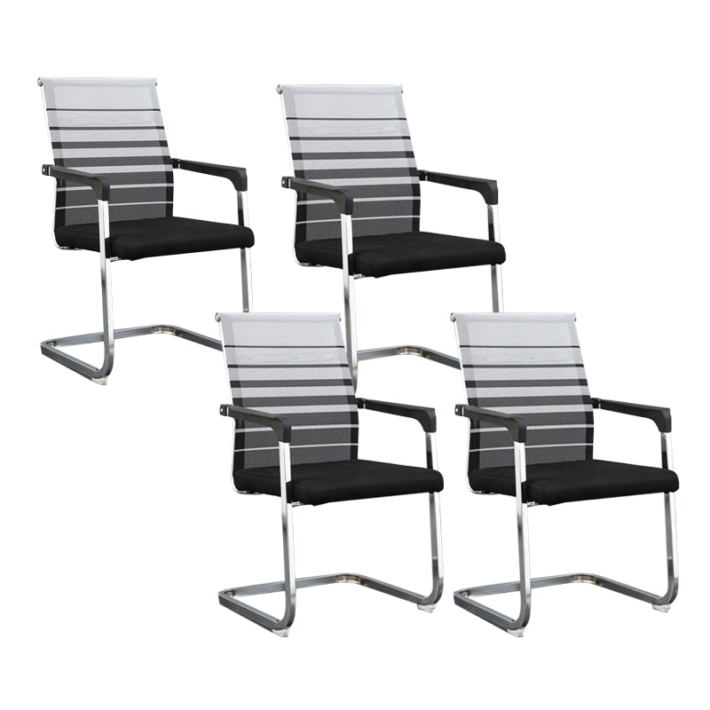 Silver Metal Modern Conference Chair With Breathable AirGrid Seat Office Chair