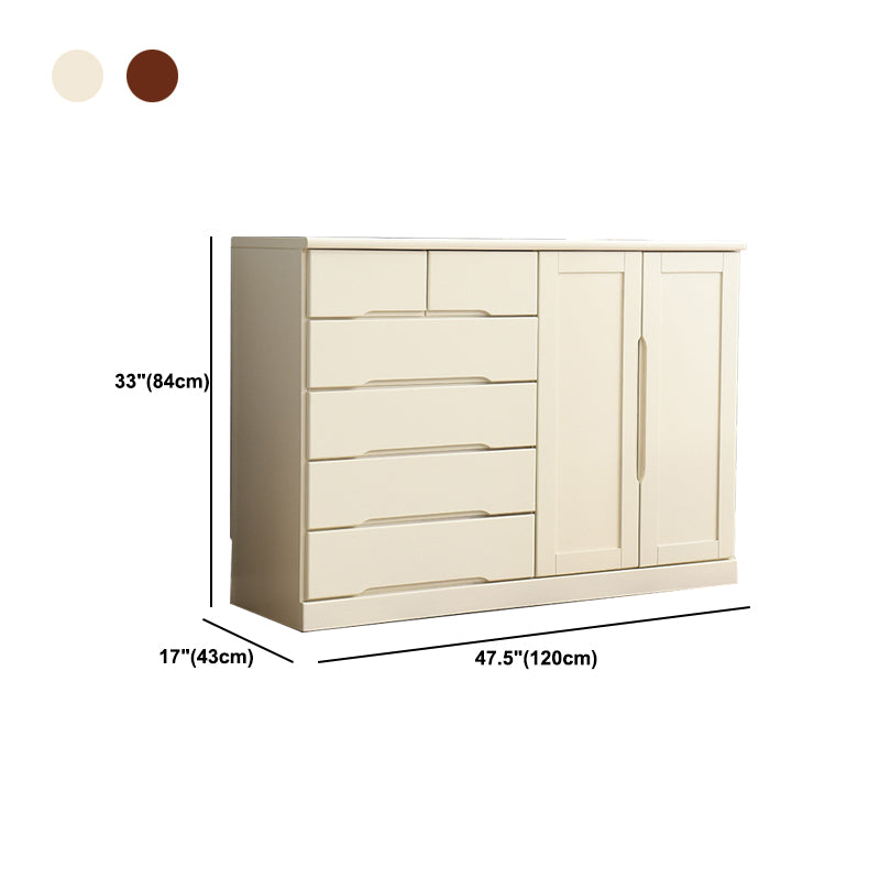 Modern Solid Wood Chest Bedside Storage Chest with Drawers and Doors