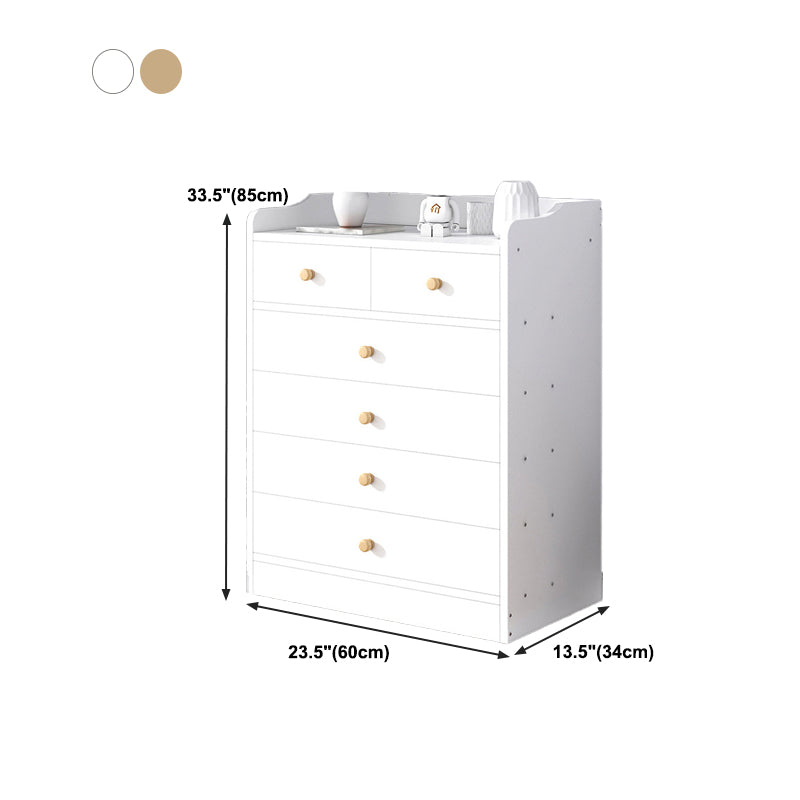 Modern Wooden Chest Bedroom Vertical Storage Chest with 4 / 5 / 6 Drawers