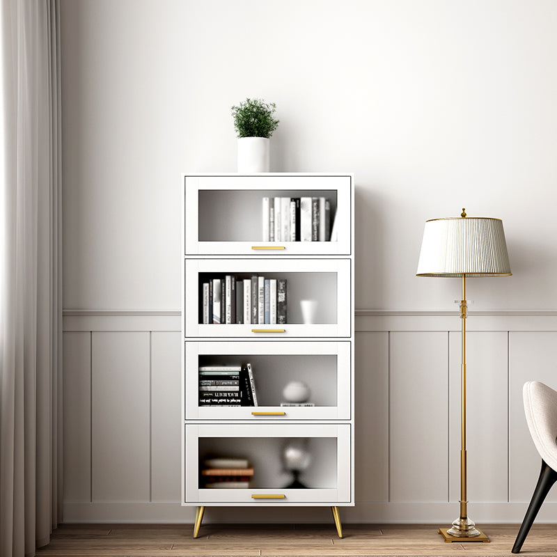 Modern Style Bookcase Closed Back Bookshelf with Door for Home Office