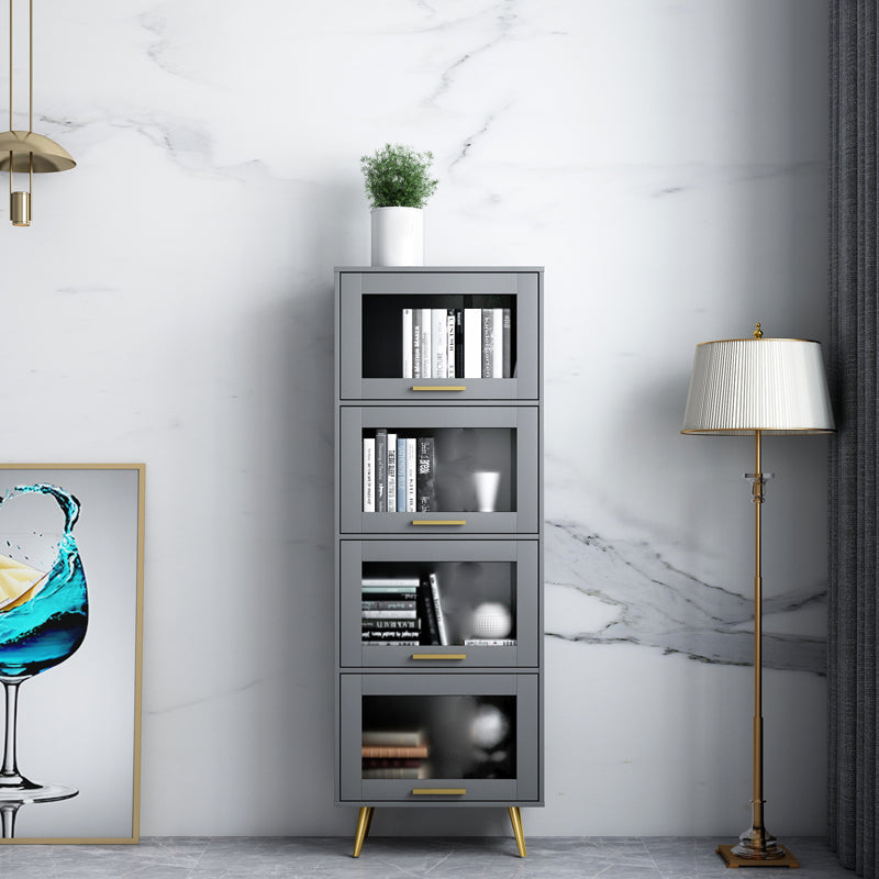Modern Style Bookcase Closed Back Bookshelf with Door for Home Office