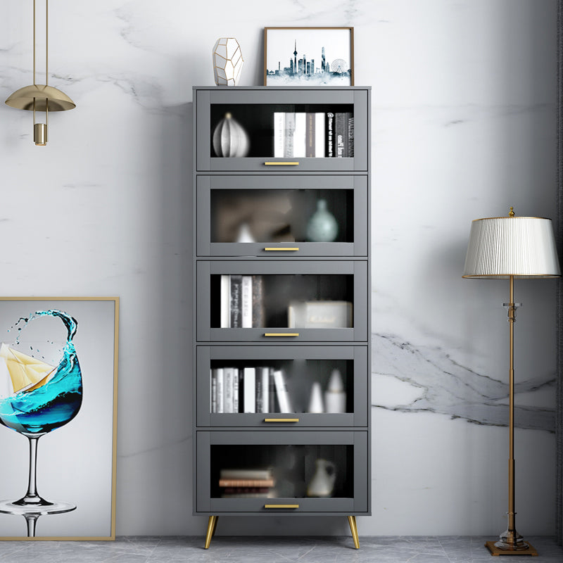 Modern Style Bookcase Closed Back Bookshelf with Door for Home Office