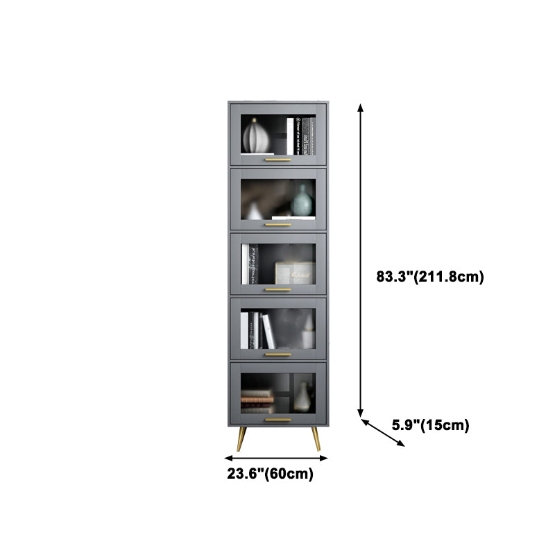 Modern Style Bookcase Closed Back Bookshelf with Door for Home Office