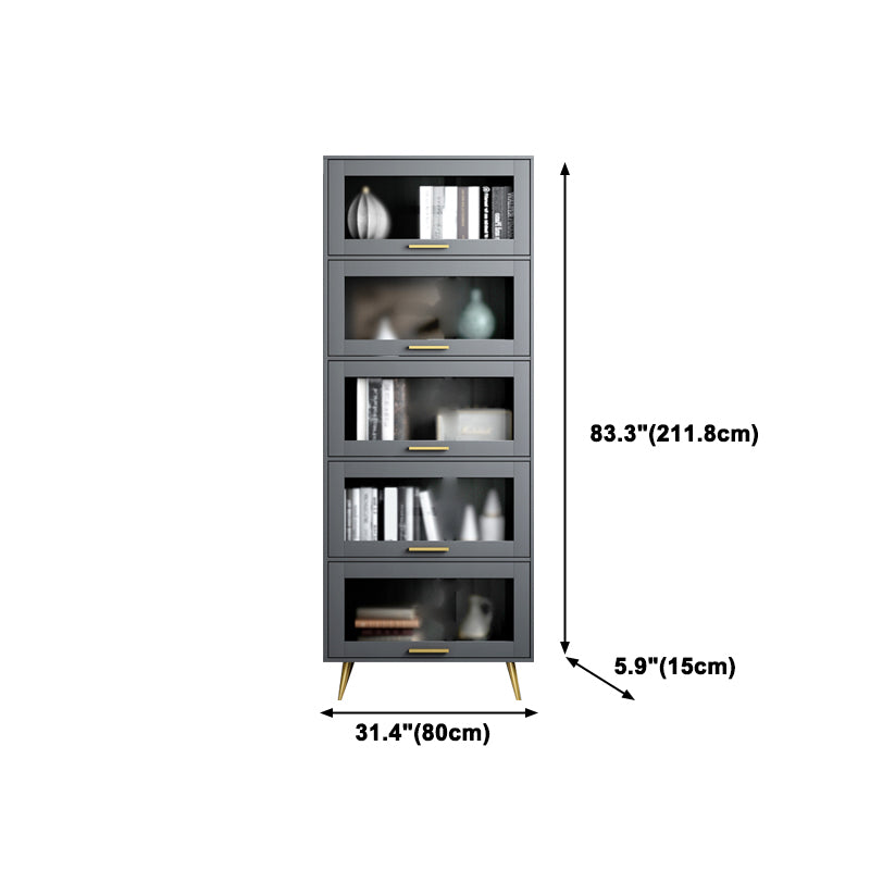 Modern Style Bookcase Closed Back Bookshelf with Door for Home Office