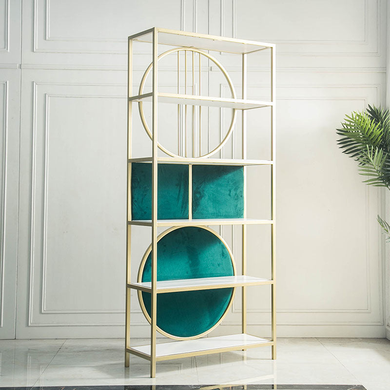 Modern Style Bookcase Gold Metal Open Back Etagere Bookshelf for Home Office
