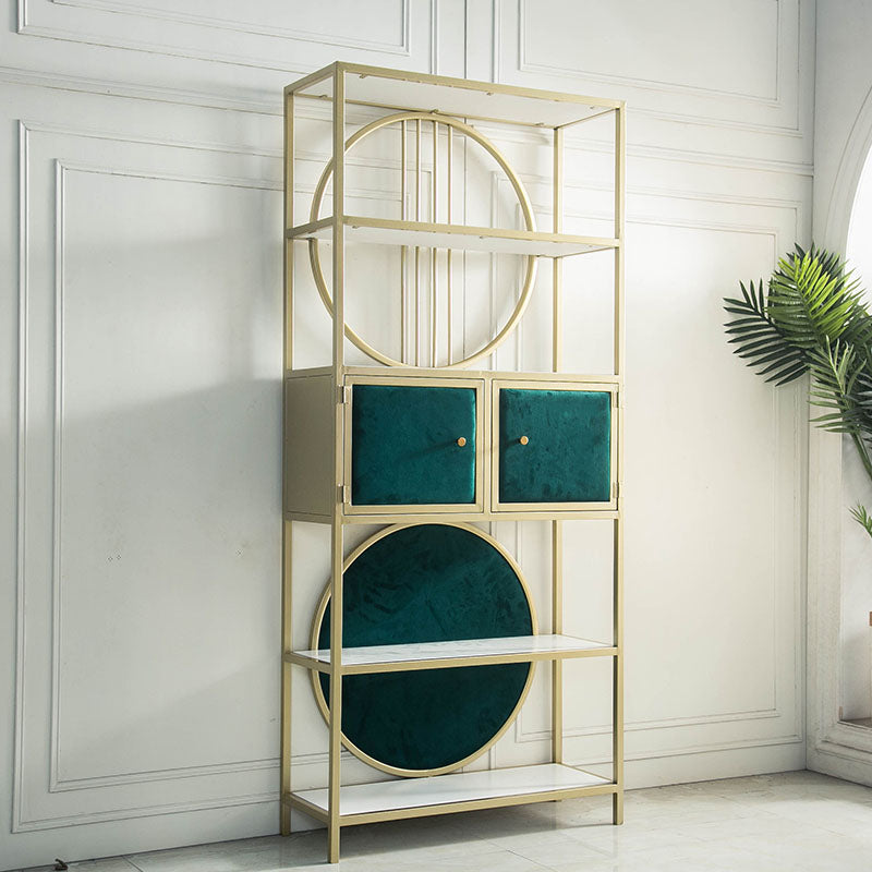 Modern Style Bookcase Gold Metal Open Back Etagere Bookshelf for Home Office