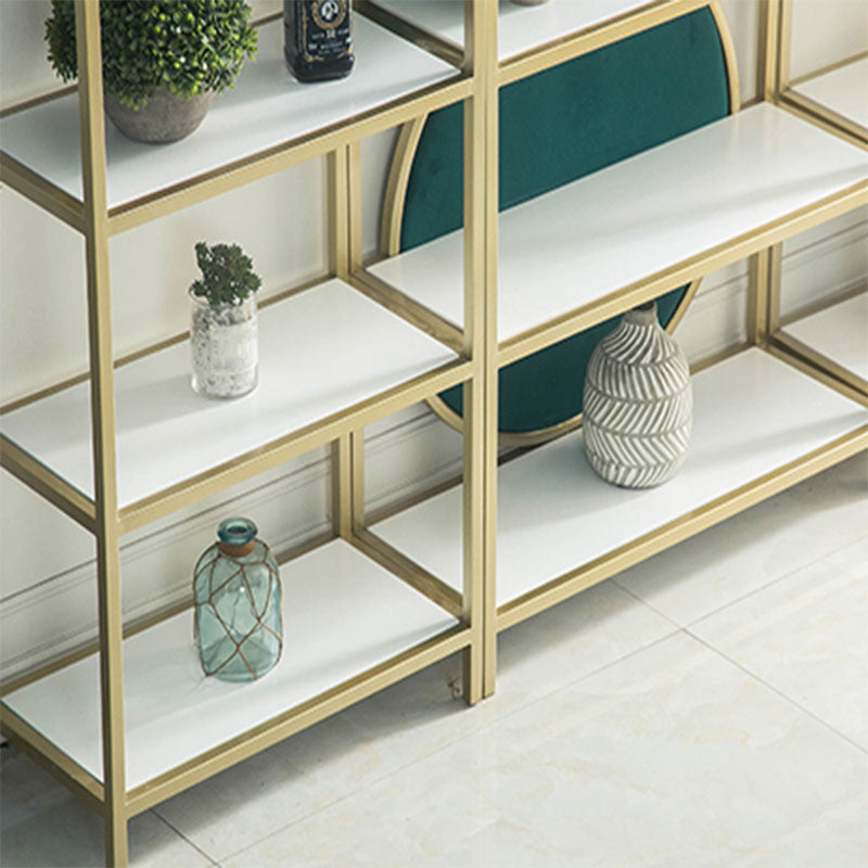 Modern Style Bookcase Gold Metal Open Back Etagere Bookshelf for Home Office