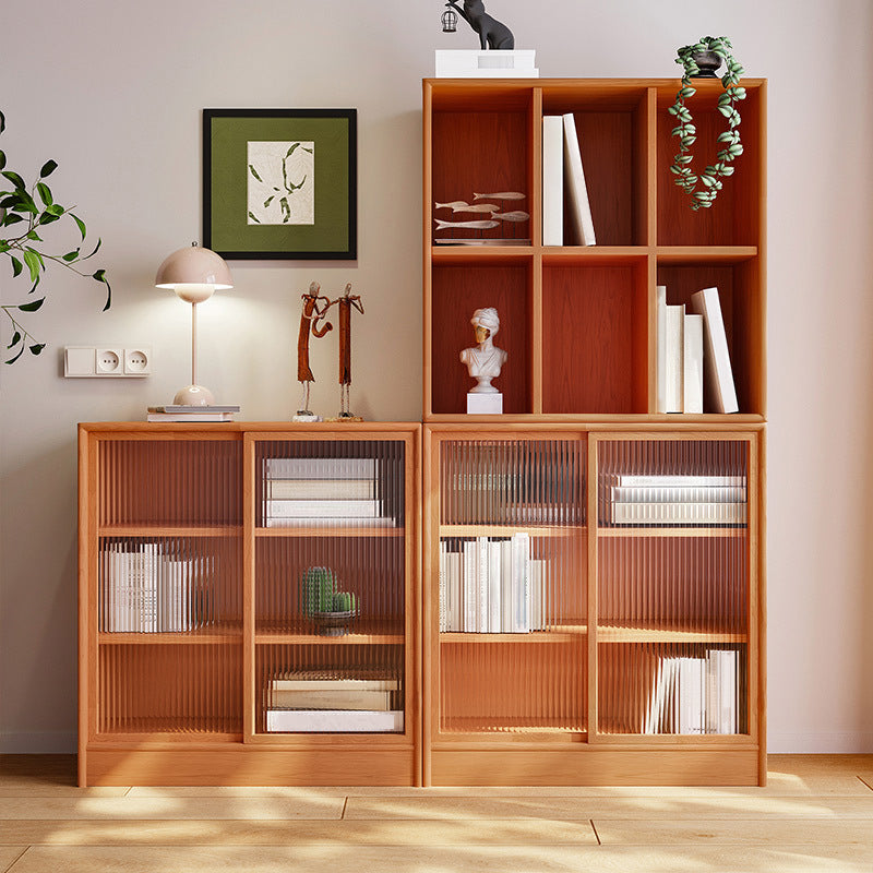 Modern Style Bookcase Solid Wood Closed Back Bookshelf for Home Office