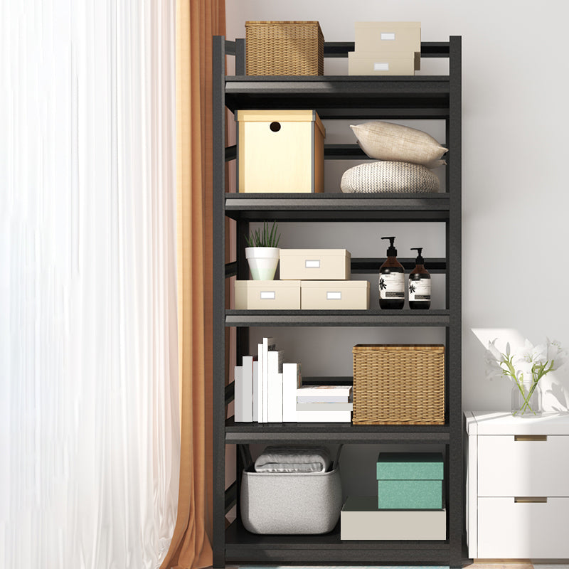 Open Black Metal Storage Bookshelf Modern Home Office Bookcase