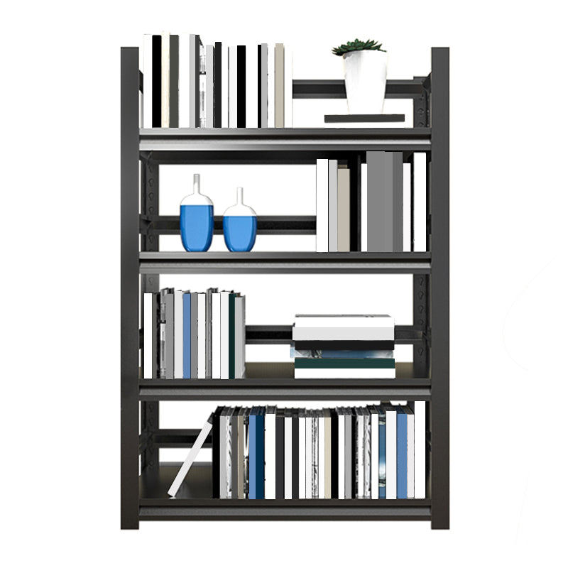 Open Black Metal Storage Bookshelf Modern Home Office Bookcase