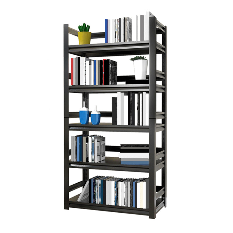 Open Black Metal Storage Bookshelf Modern Home Office Bookcase