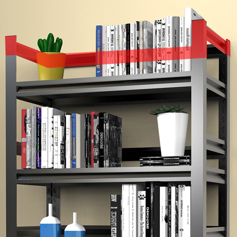 Open Black Metal Storage Bookshelf Modern Home Office Bookcase