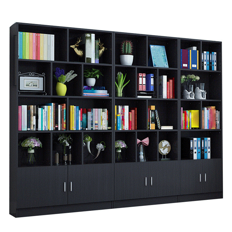 Closed Back Wooden Bookshelf Modern Home Living Room Standard Bookcase with Door