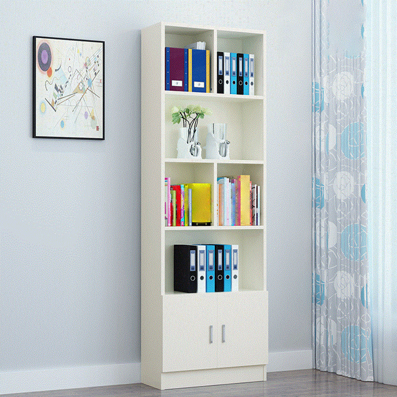 Closed Back Wooden Bookshelf Modern Home Living Room Standard Bookcase with Door