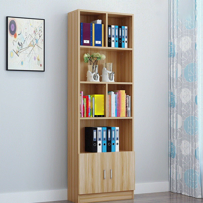 Closed Back Wooden Bookshelf Modern Home Living Room Standard Bookcase with Door
