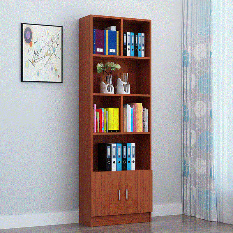 Closed Back Wooden Bookshelf Modern Home Living Room Standard Bookcase with Door