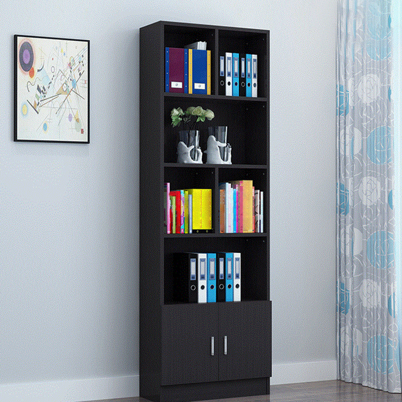 Closed Back Wooden Bookshelf Modern Home Living Room Standard Bookcase with Door