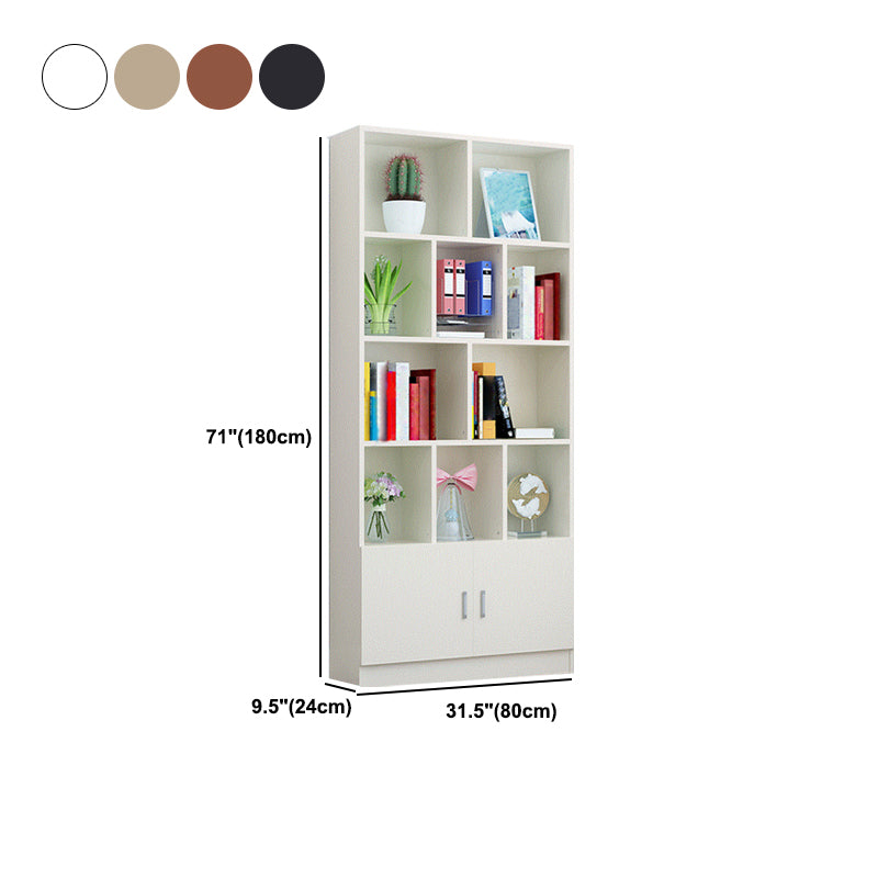 Closed Back Wooden Bookshelf Modern Home Living Room Standard Bookcase with Door