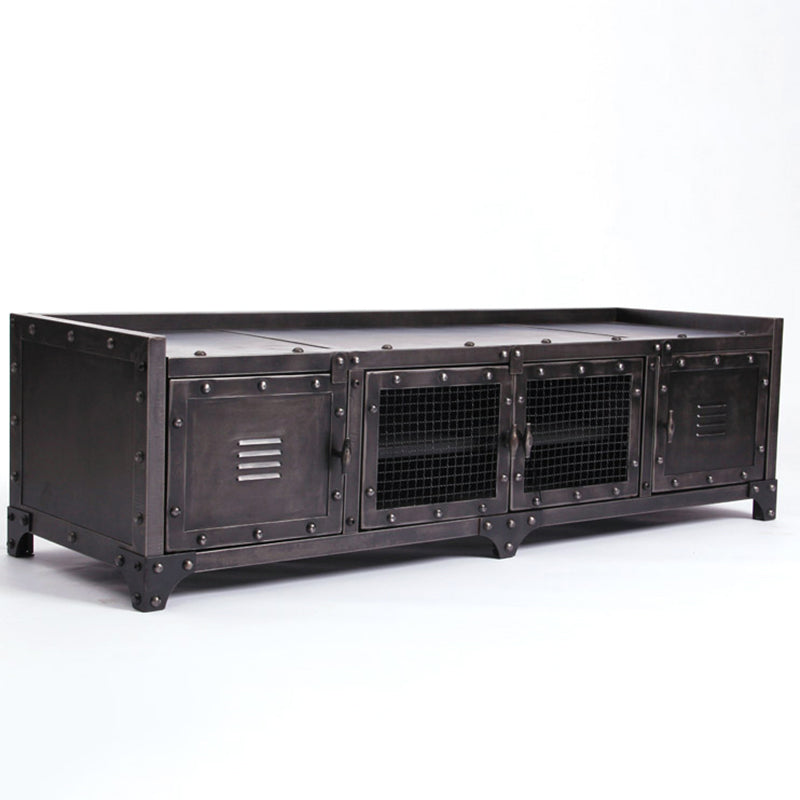 17.72"H TV Stand Enclosed Storage Industrial Style TV Console with 4 Doors
