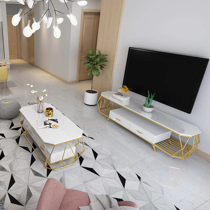 Home Open Shelving TV Stand Luxury Sintered Stone TV Cabinet