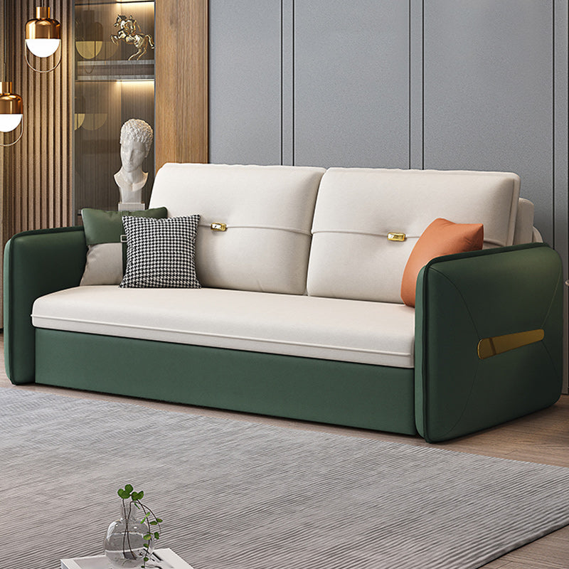 Contemporary Square Arm Faux Leather Stain Resistant Bed Sofa Couch