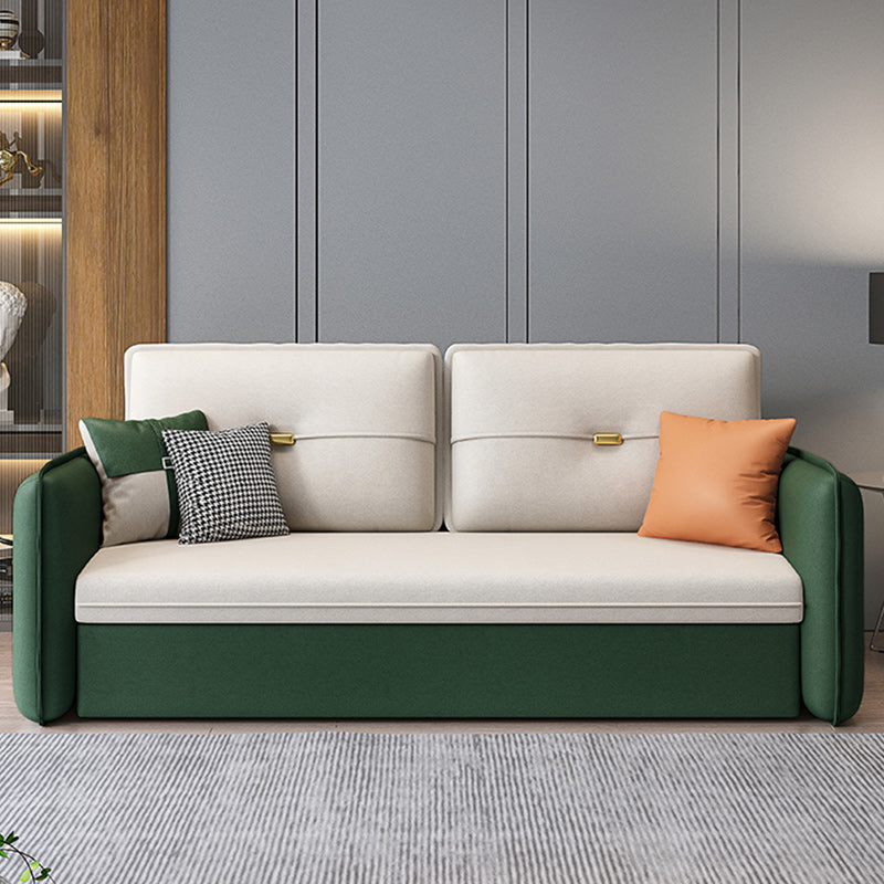 Contemporary Square Arm Faux Leather Stain Resistant Bed Sofa Couch