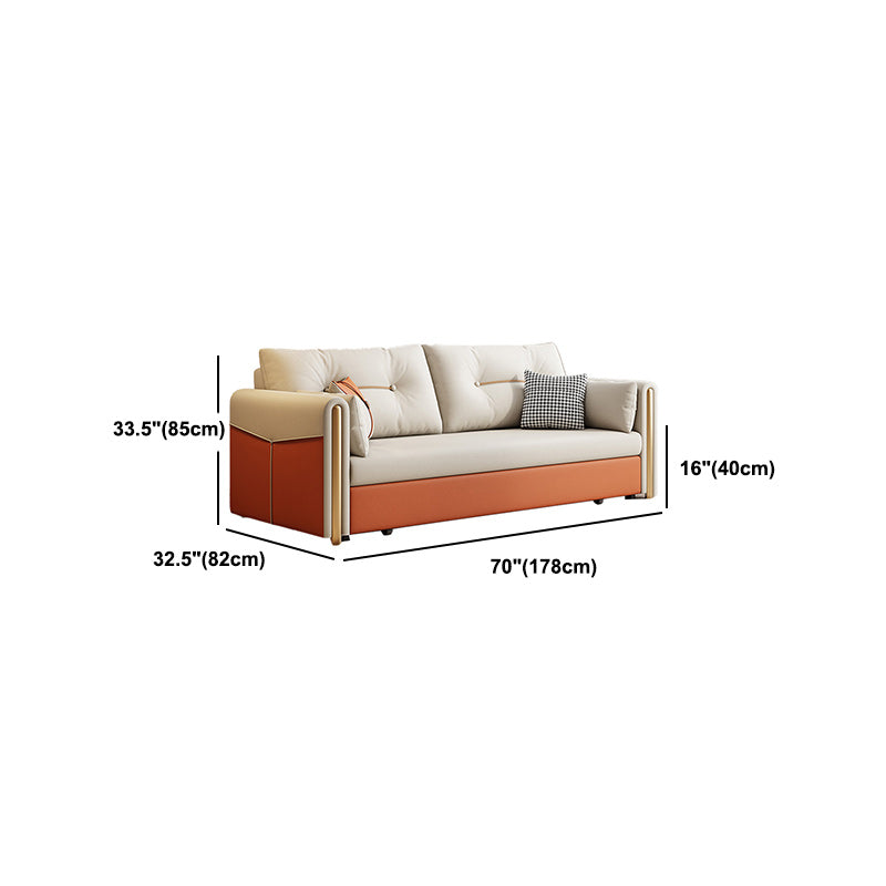 Faux Leather Stain Resistant Contemporary Bed Sofa Couch in Orange/white