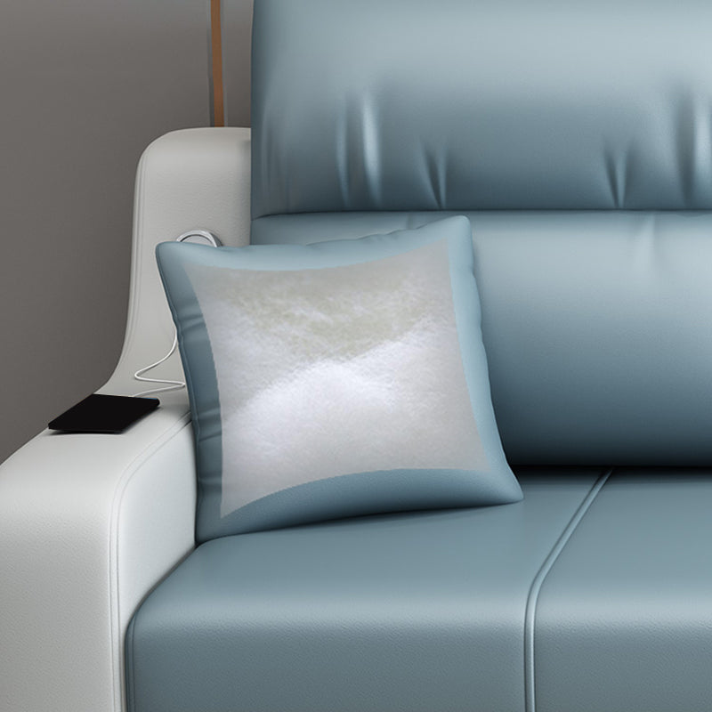 Contemporary Stain Resistant Sofa Bed Faux Leather Couch Bed in Blue